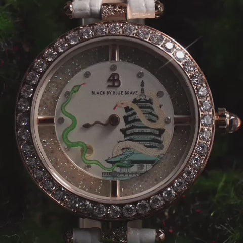 Women's Watches-White Snake Watch-Leather Strap Watch