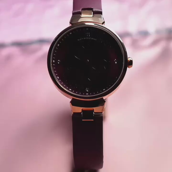 Women's Watches-Ruby Red Cherry Blossom Watch-Leather Strap Watch